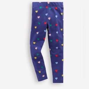 Mini Boden Navy Leggings with Rainbow Heart Print SZ 4-5Y